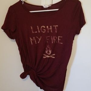 Maroon T-Shirt with side tie